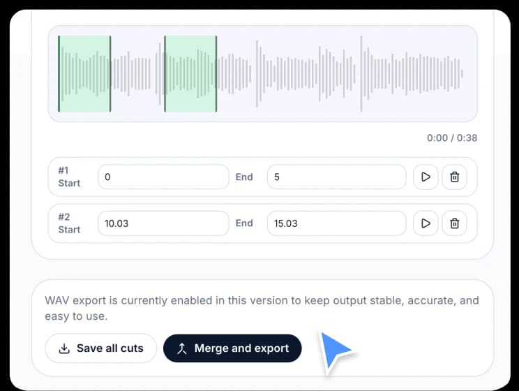 Export cuts or merge them