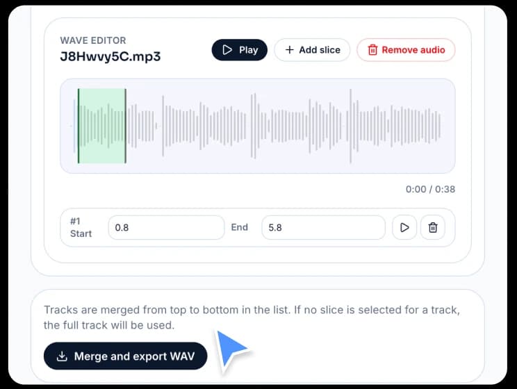 Merge and export one WAV file